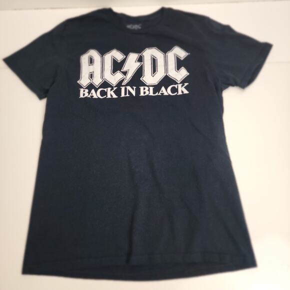 AC/DC Hard Rock Band Back In Black Album Black Short Sleeve T-Shirt Men's Size M - Picture 1 of 4